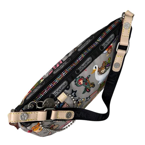 Tokidoki x LeSportsac Trasporto Ciao Shoulder Bag Rare Retired Print Gray NWOT - Picture 4 of 12